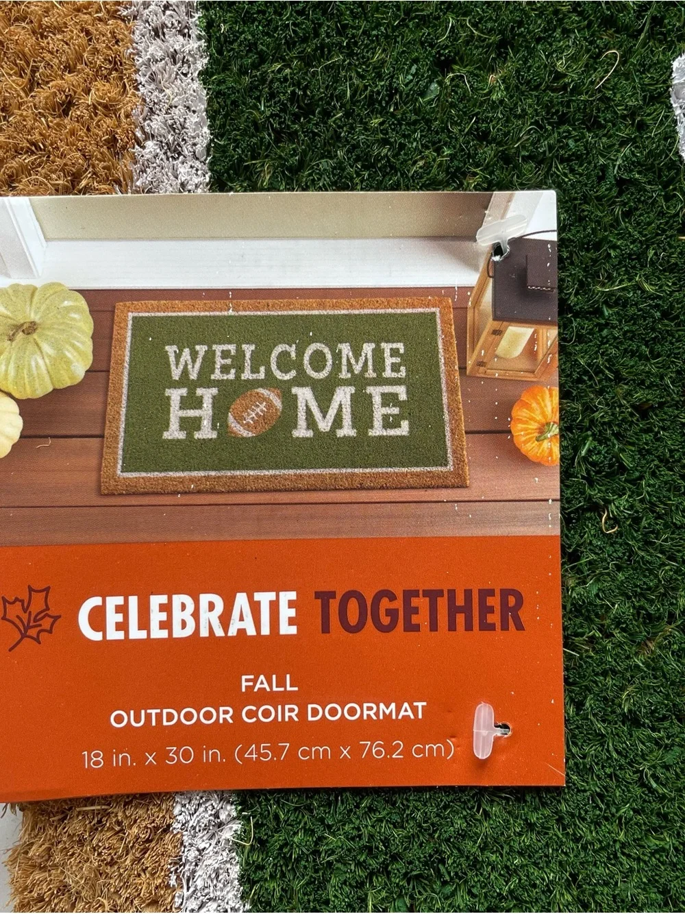 New Welcome Home Football Doormat 18 in. x 30 in. - Green and Brown
